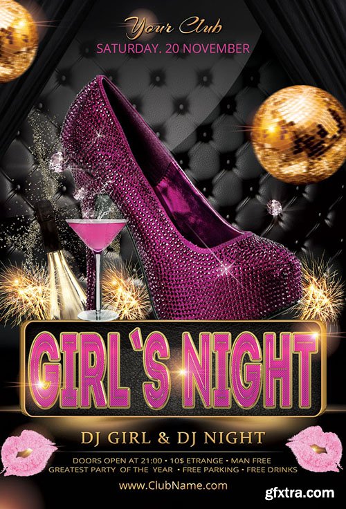 CreativeMarket Girls Night Party Flyer 388656