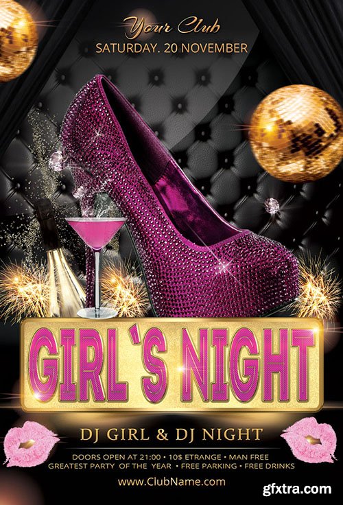 CreativeMarket Girls Night Party Flyer 388656