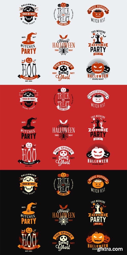 Set of Happy Halloween Badges