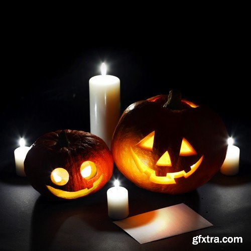 Halloween pumpkin and candle