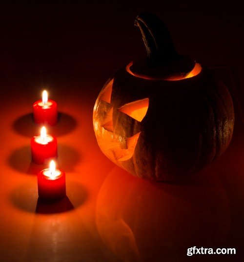 Halloween pumpkin and candle