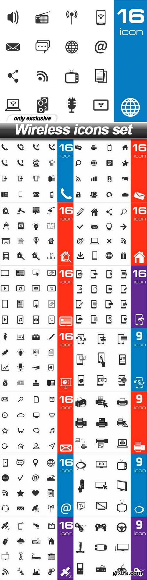 Wireless icons set - 15 EPS