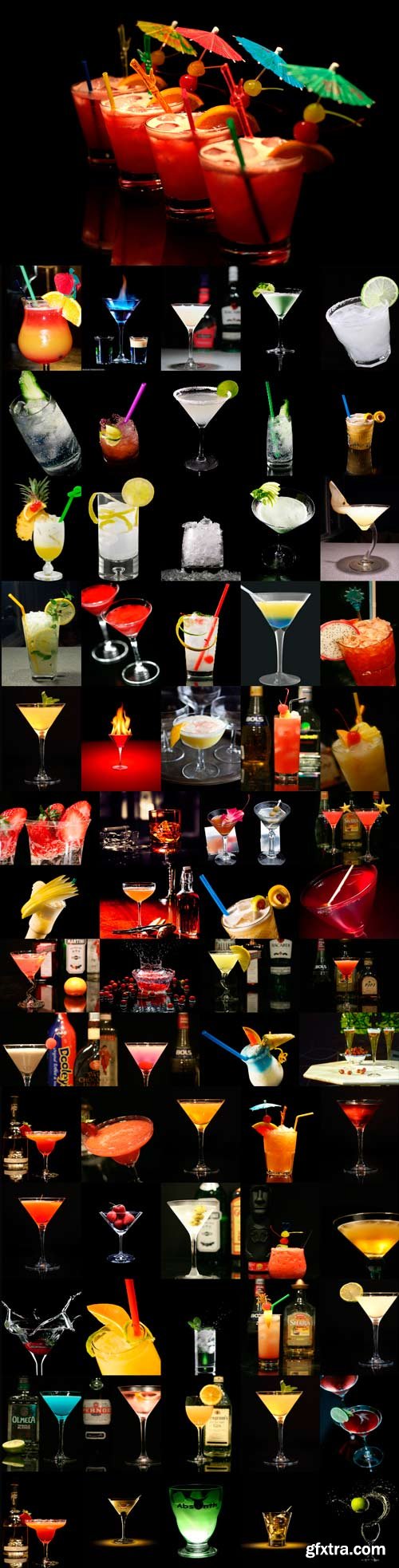 Multi-colored cocktails on a dark background - 3