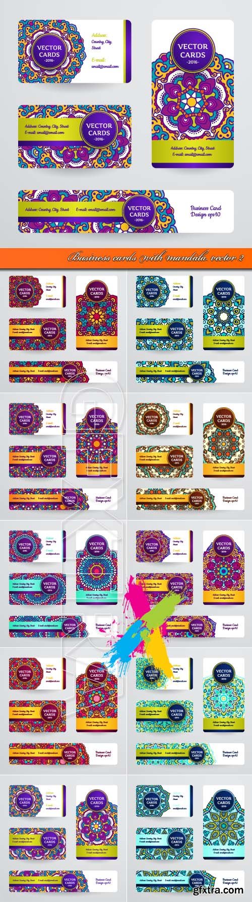 Business cards with mandala vector 2