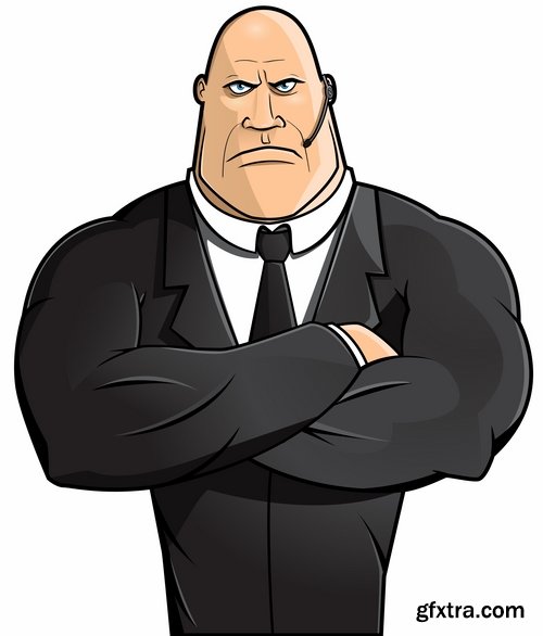 Collection of vector picture cartoon bodyguard security guard 25 EPS