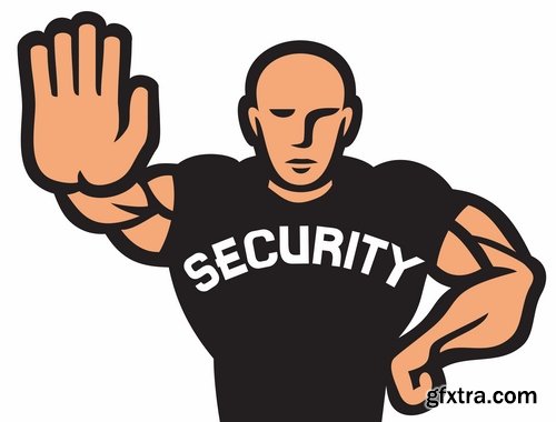 Collection of vector picture cartoon bodyguard security guard 25 EPS