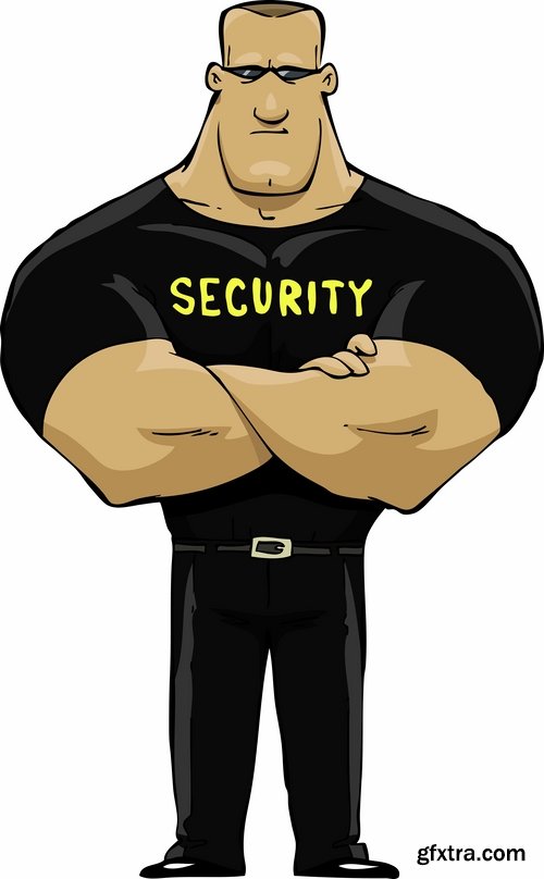 Collection of vector picture cartoon bodyguard security guard 25 EPS