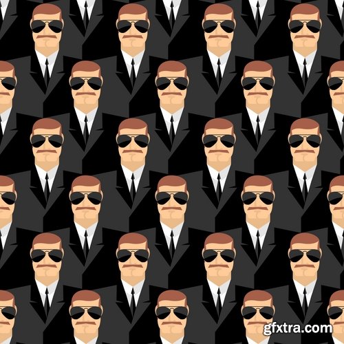 Collection of vector picture cartoon bodyguard security guard 25 EPS