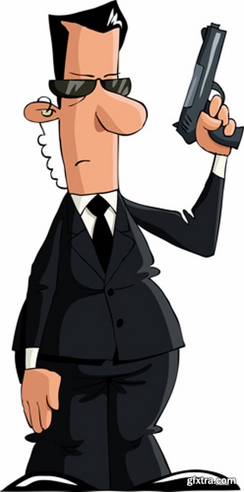 Collection of vector picture cartoon bodyguard security guard 25 EPS