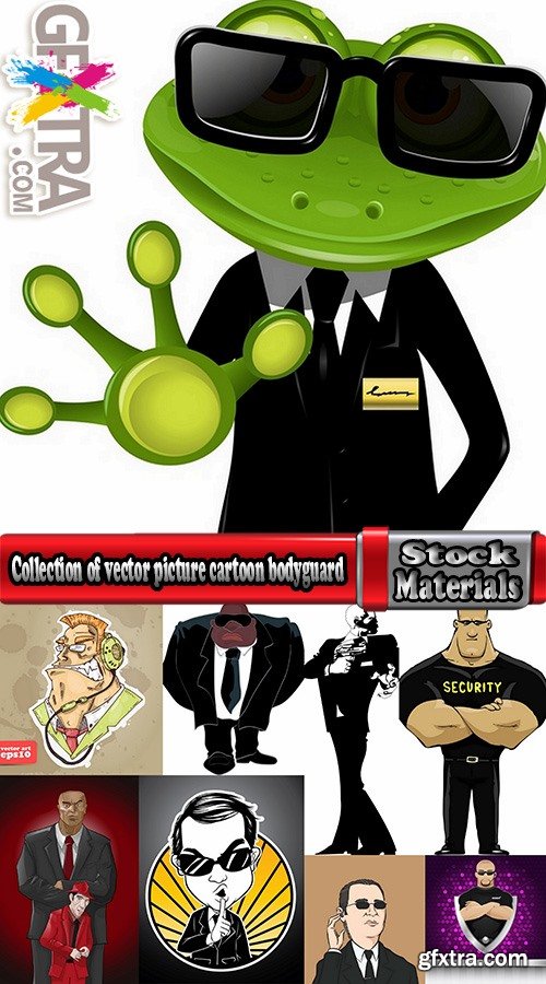 Collection of vector picture cartoon bodyguard security guard 25 EPS