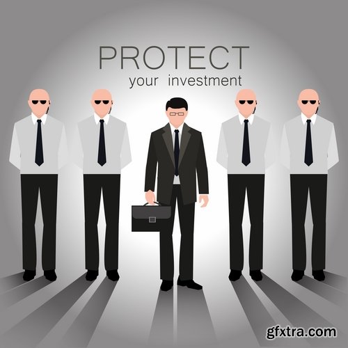 Collection of vector picture cartoon bodyguard security guard 25 EPS