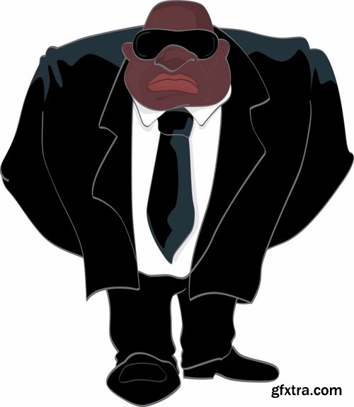 Collection of vector picture cartoon bodyguard security guard 25 EPS