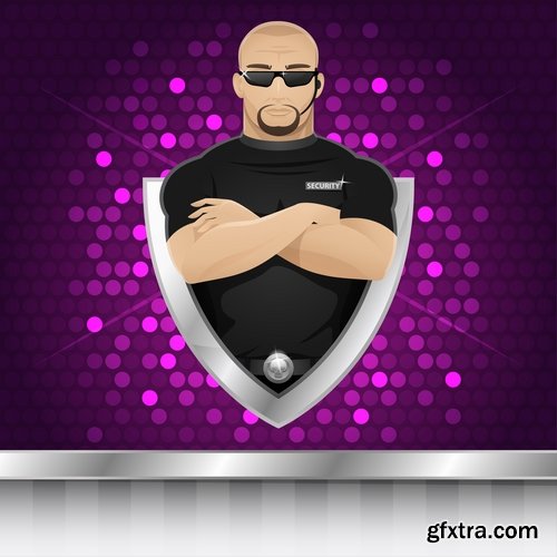 Collection of vector picture cartoon bodyguard security guard 25 EPS