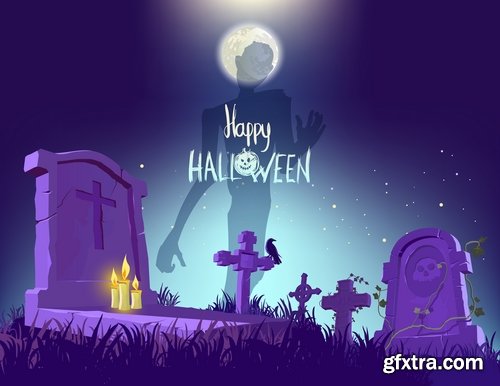 Collection of vector image Halloween flyer banner poster zombies 25 EPS