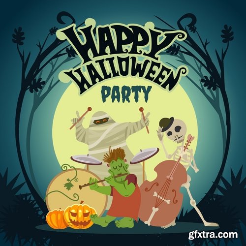 Collection of vector image Halloween flyer banner poster zombies 25 EPS