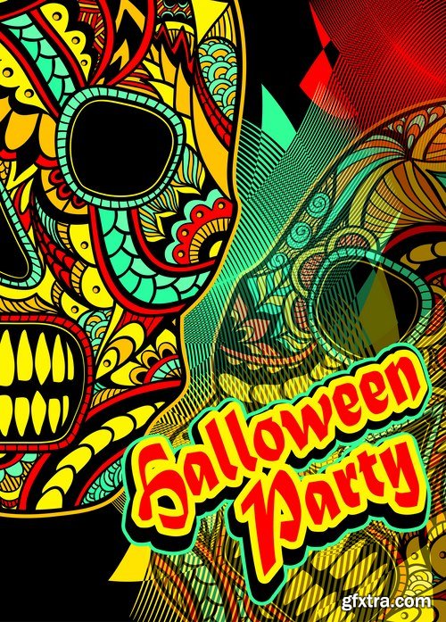 Collection of vector image Halloween flyer banner poster zombies 25 EPS