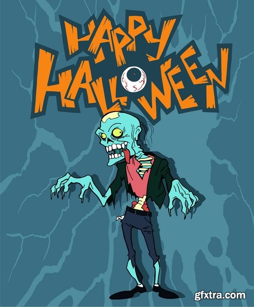 Collection of vector image Halloween flyer banner poster zombies 25 EPS