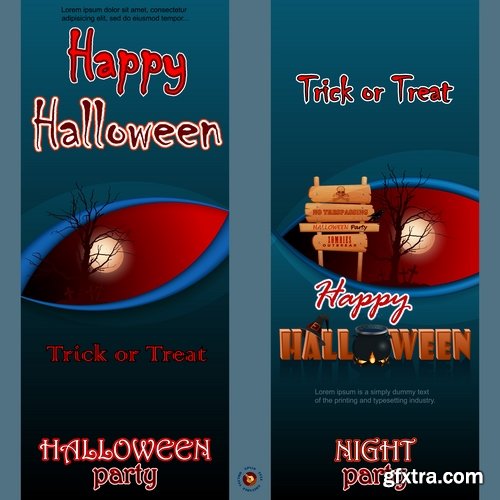 Collection of vector image Halloween flyer banner poster zombies 25 EPS