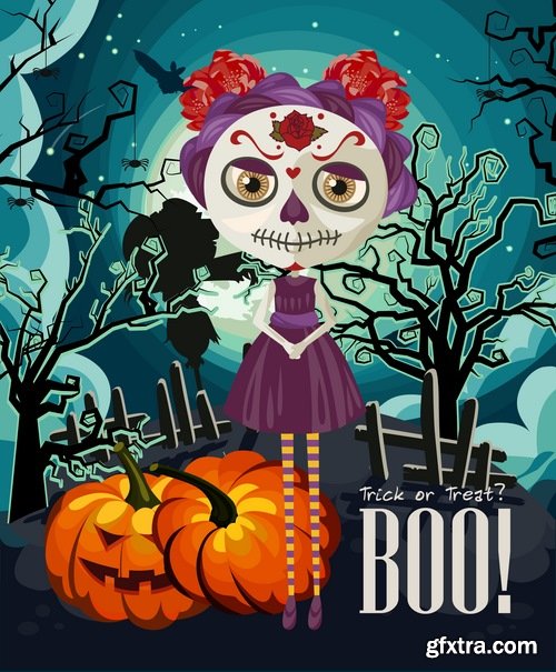 Collection of vector image Halloween flyer banner poster zombies 25 EPS