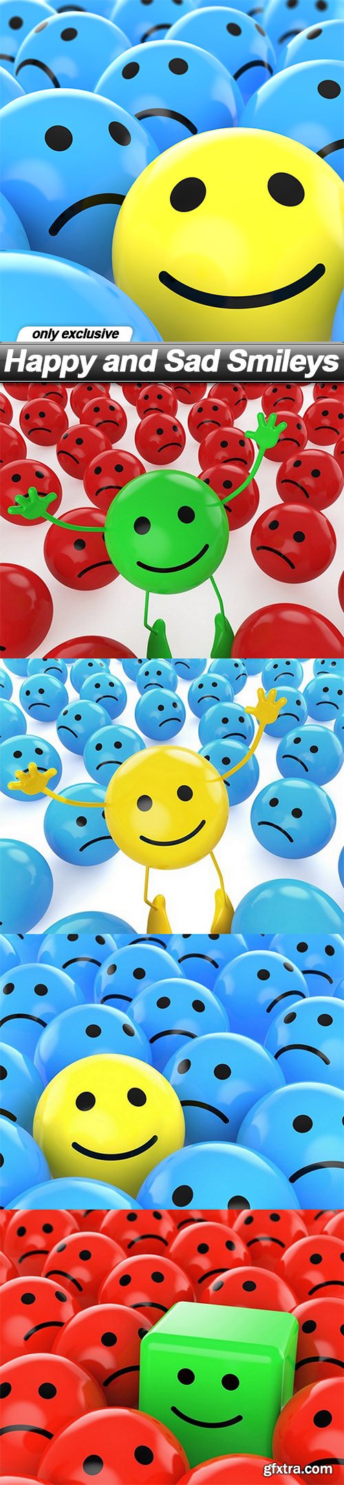 Happy and Sad Smileys - 5 UHQ JPEG