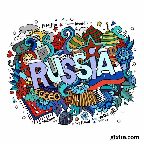 Hand-Painted Words & Names of Countries 25xEPS