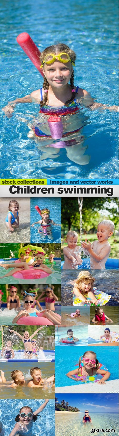 Children swimming, 15 x UHQ JPEG