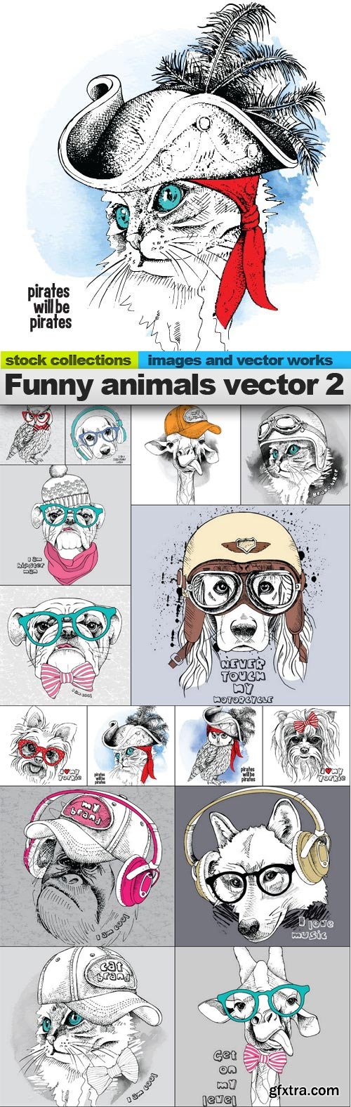 Funny animals vector 2, 15 x EPS