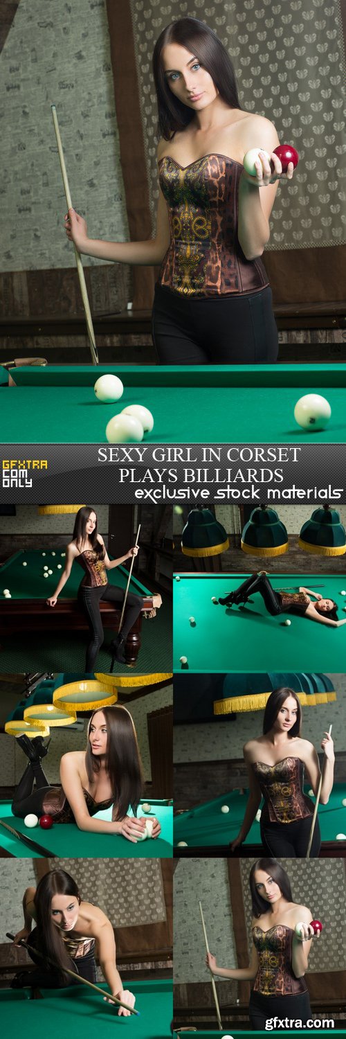 Sexy Girl in Corset Plays Billiards - 6 UHQ JPEG