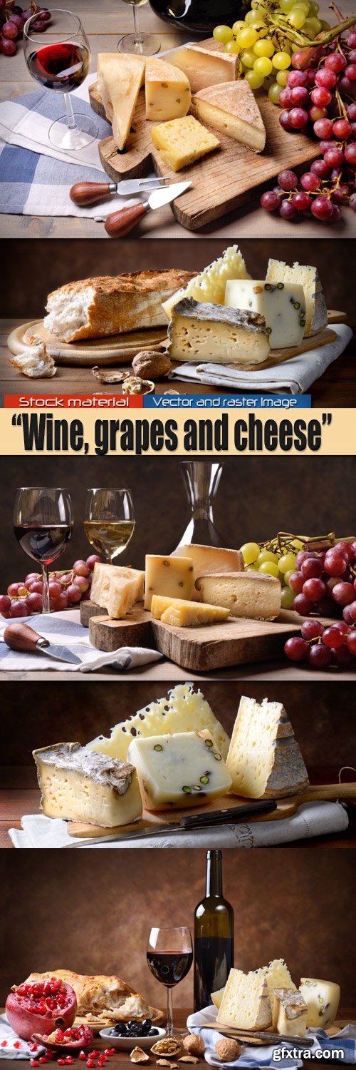 Wine, grapes and cheese