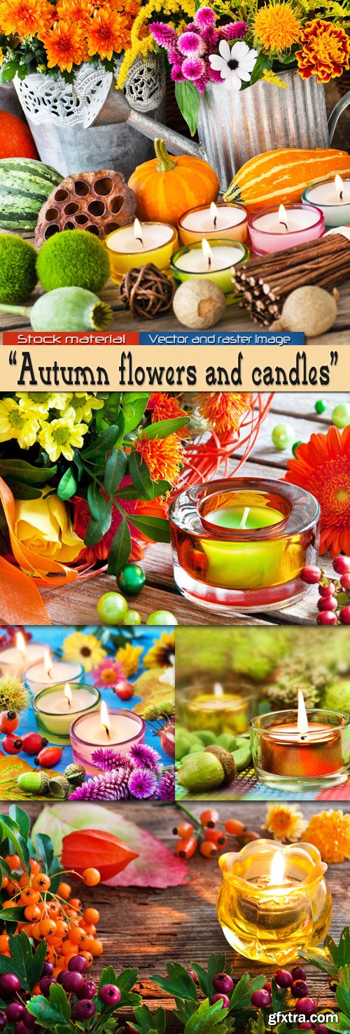 Autumn flowers and candles