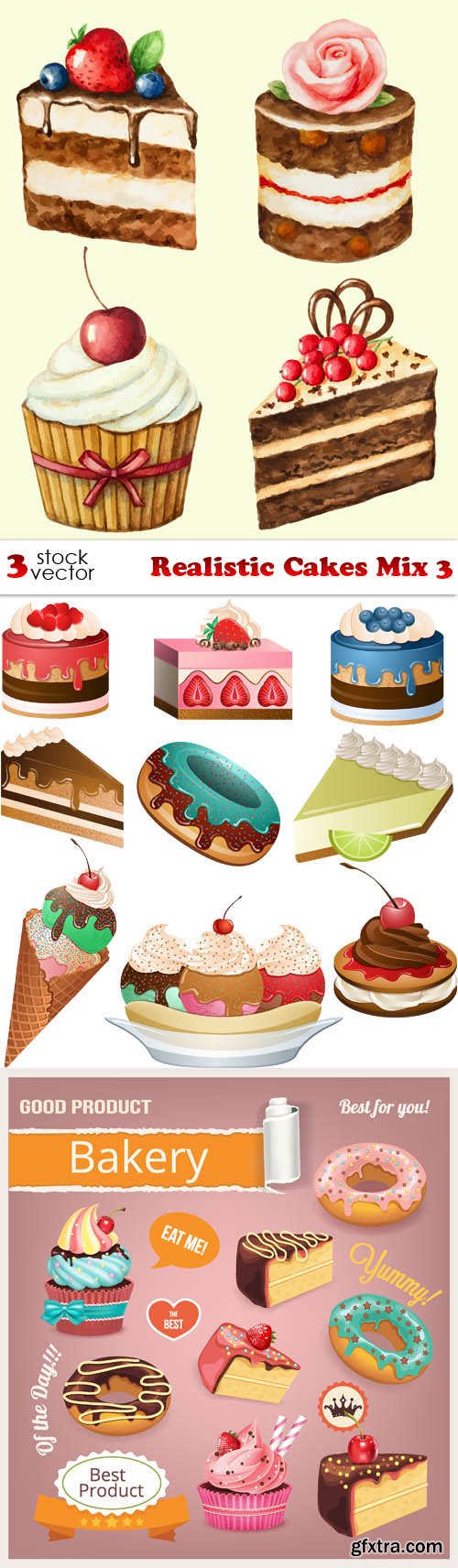 Vectors - Realistic Cakes Mix 3