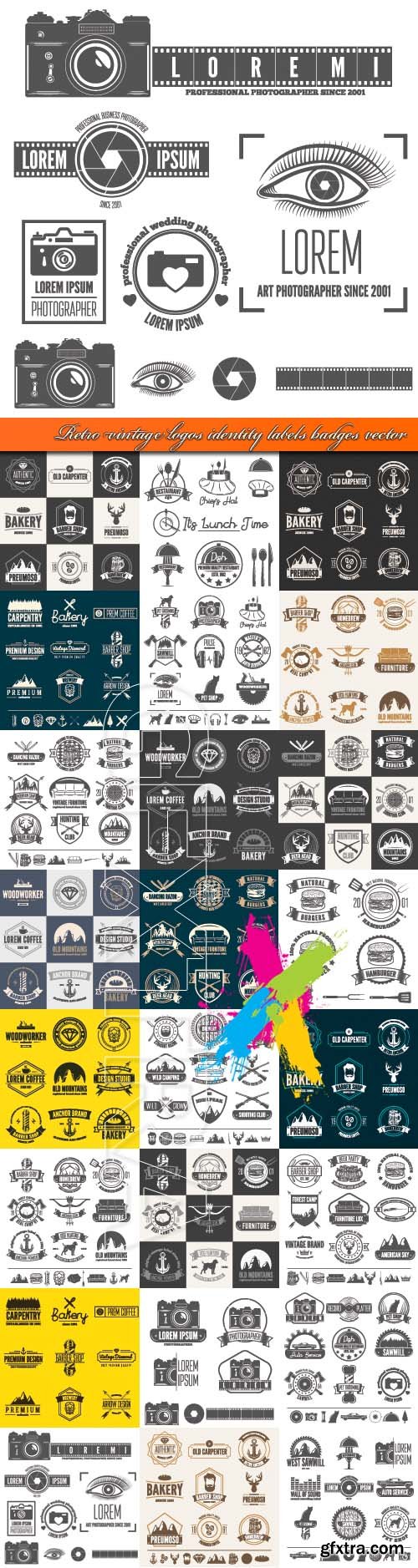 Retro vintage logos identity labels badges vector