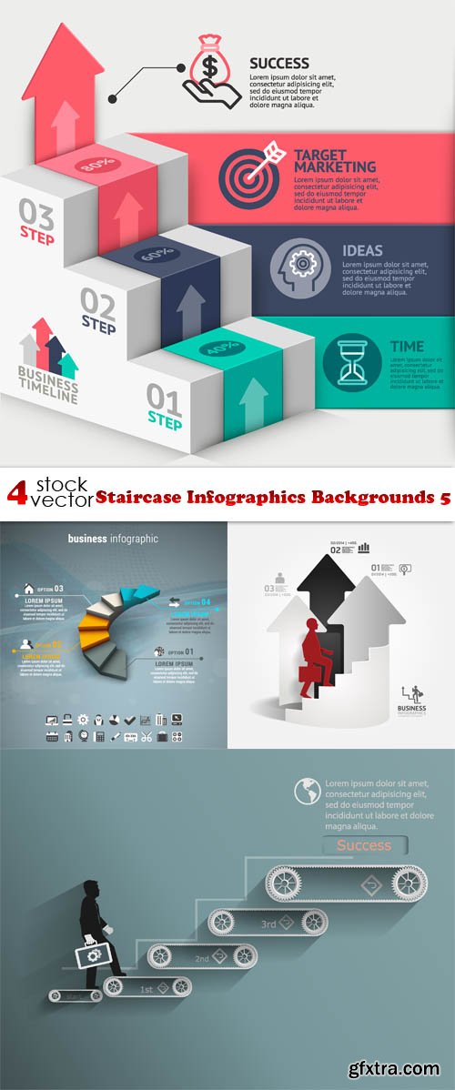 Vectors - Staircase Infographics Backgrounds 5