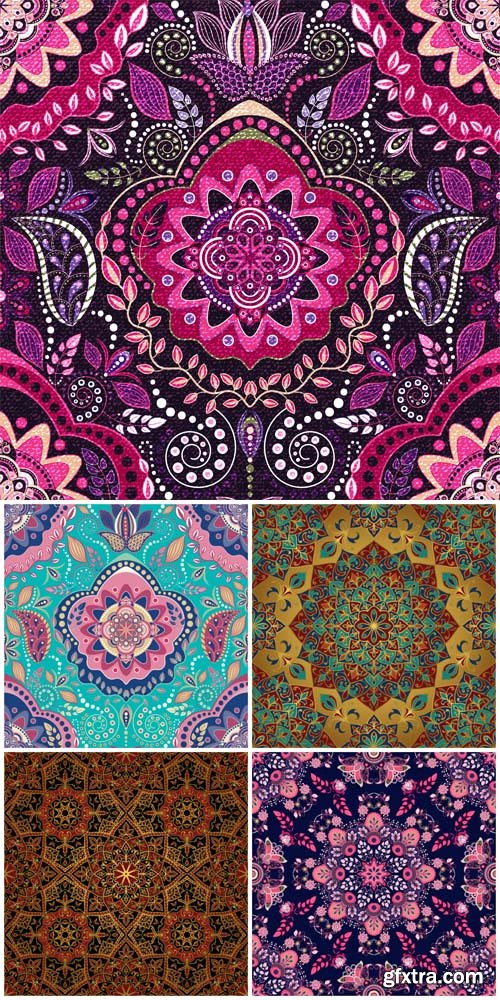 Ethnic floral seamless pattern vector