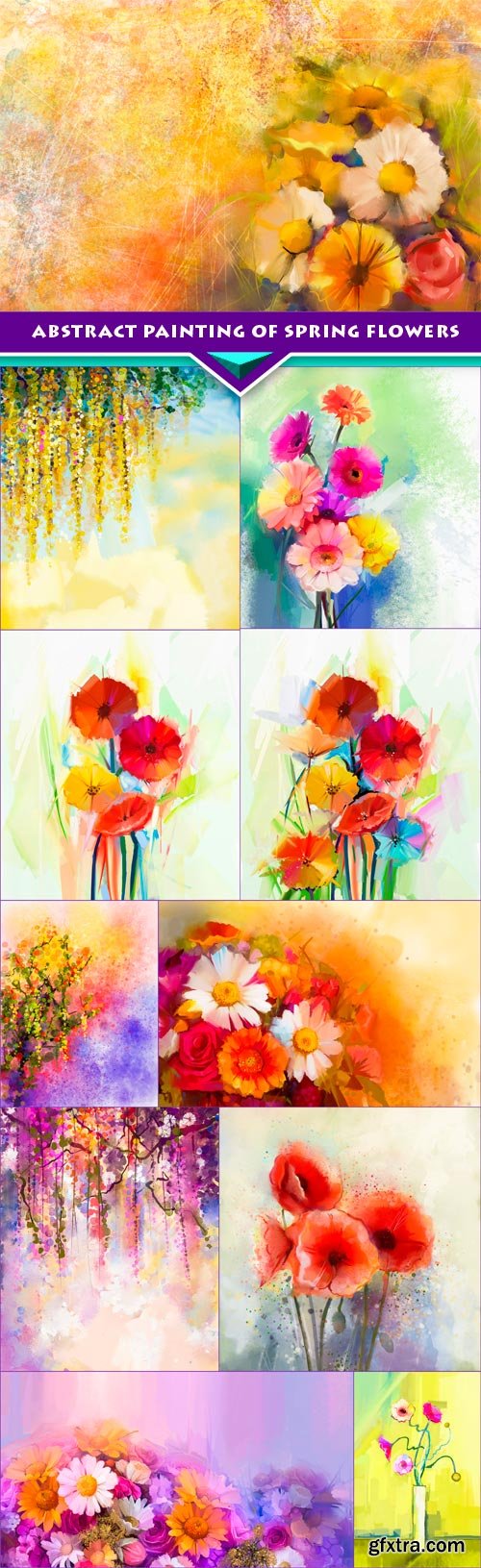 Abstract painting of spring flowers Hand-painted Still Life 11x JPEG