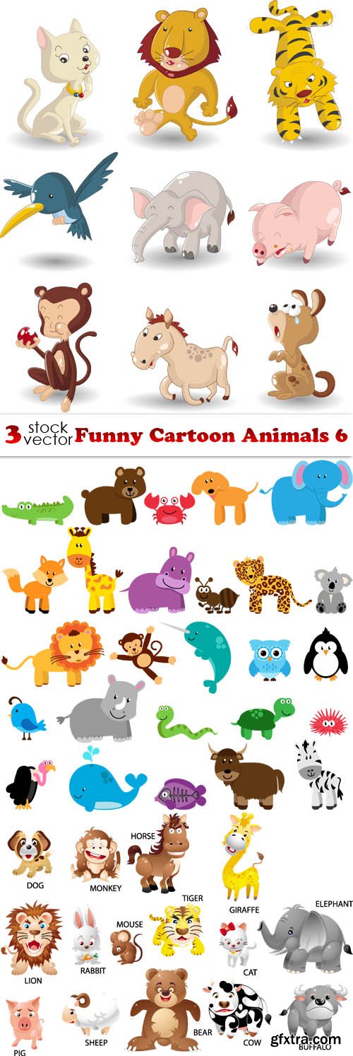 Vectors - Funny Cartoon Animals 6