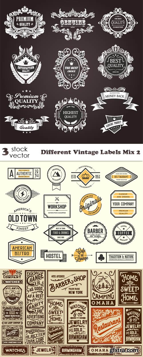 Vectors - Different Vintage Labels Mix 2