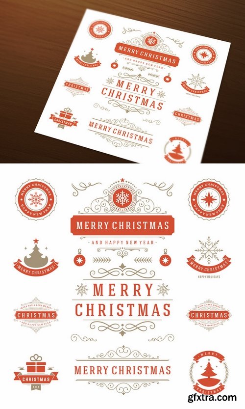 CM - 10 Christmas labels and badges 390262