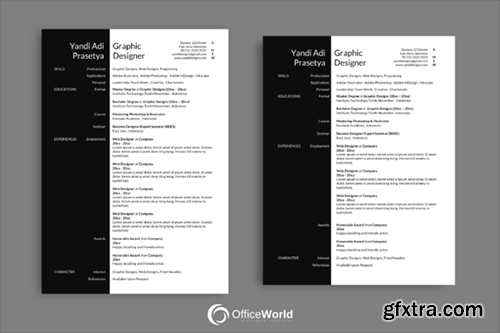 CreativeMarket Black White Elegant Resume / CV