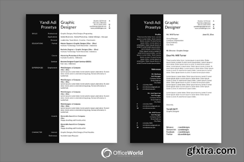 CreativeMarket Black White Elegant Resume / CV