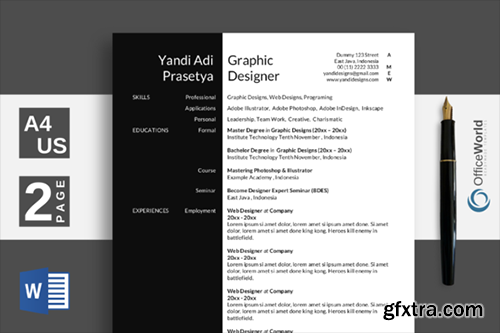 CreativeMarket Black White Elegant Resume / CV