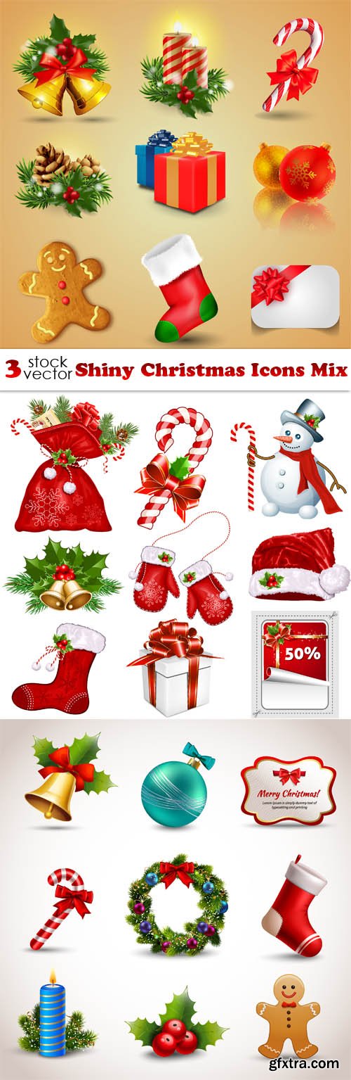 Vectors - Shiny Christmas Icons Mix