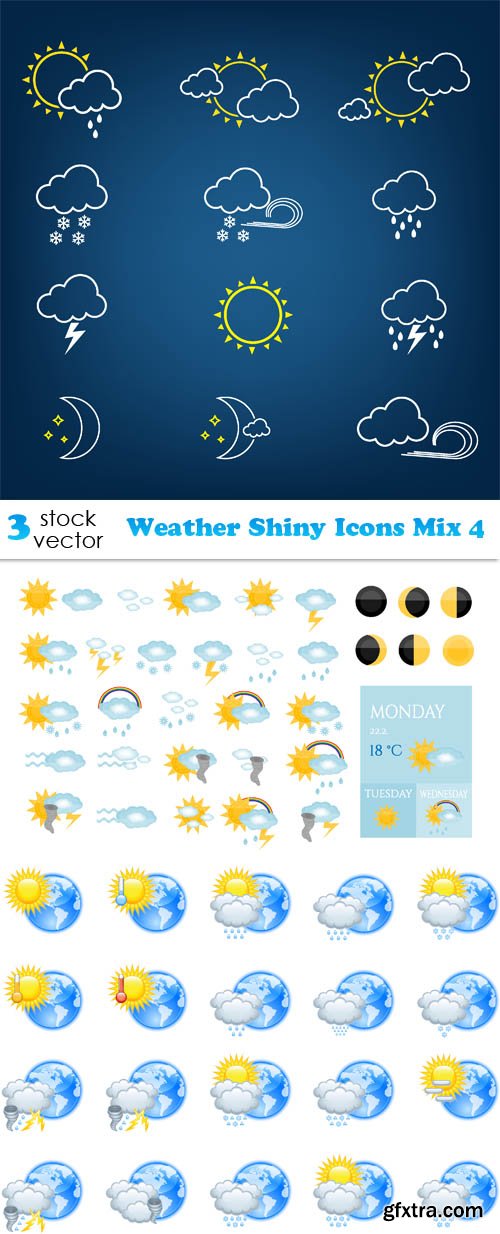 Vectors - Weather Shiny Icons Mix 4