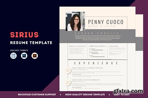 CreativeMarket Resume Template Sirius