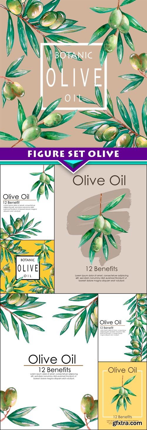 Figure set olive labels poster background 7x JPEG