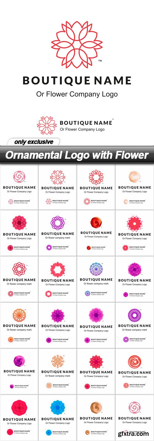 Ornamental Logo with Flower - 23 EPS