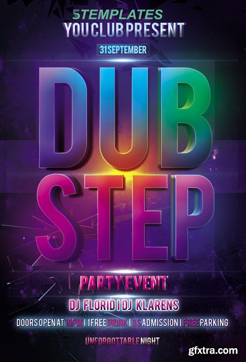 Dubstep Party Flyer PSD Template