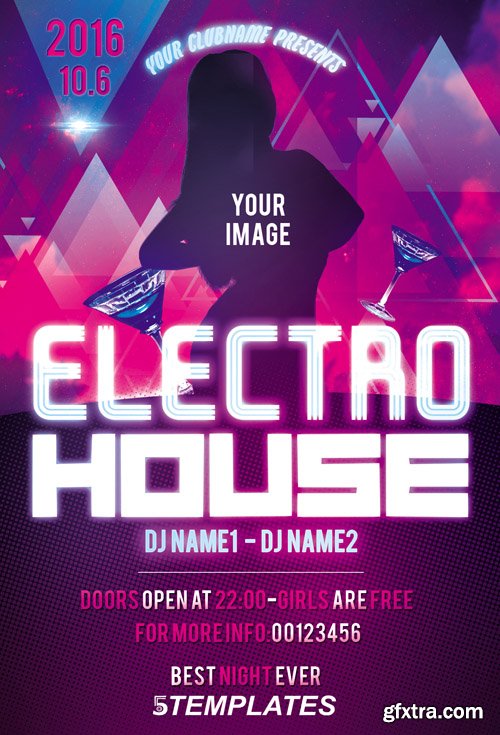 Electro House Flyer PSD Template