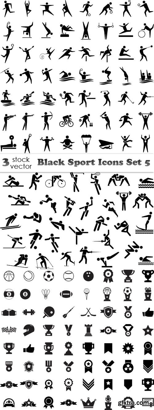 Vectors - Black Sport Icons Set 5