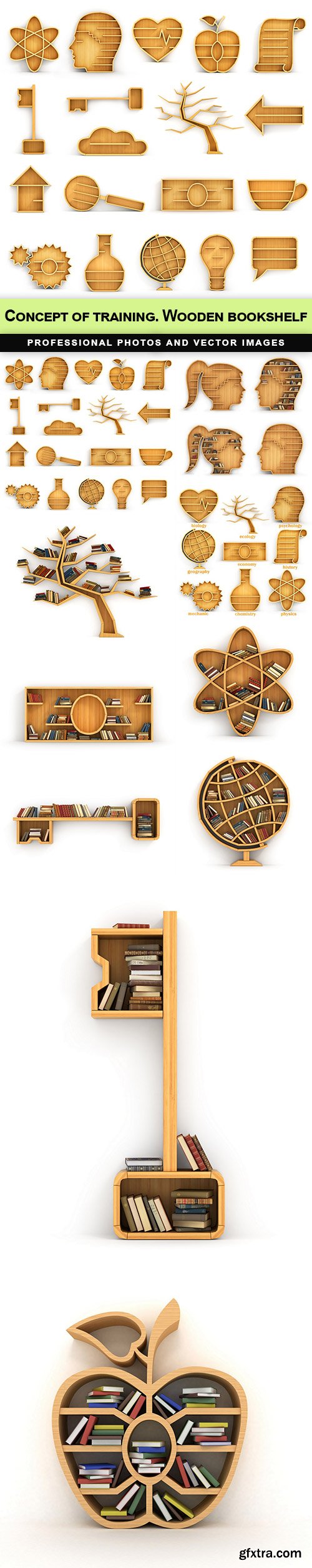 Concept of training. Wooden bookshelf - 10 UHQ JPEG